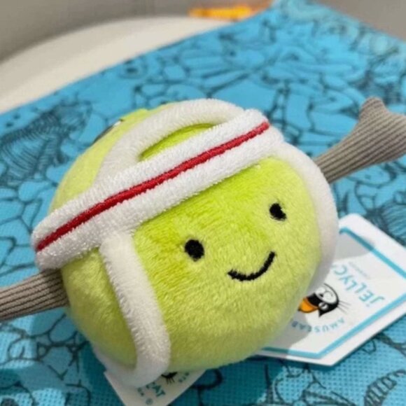 Jellycat Amusaeble Tennis Ball Bag Charm Keychain Plush NWT with Dust Bag - Picture 2 of 4